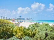 Enhance Your Orthopaedic Skills in Miami Beach A beautiful view of South Beach in Miami, showcasing its pristine white sand, clear blue waters, and vibrant city skyline in the background.