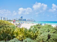 Enhance Your Orthopaedic Skills in Miami Beach A beautiful view of South Beach in Miami, showcasing its pristine white sand, clear blue waters, and vibrant city skyline in the background.