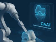 Pin-Free Precision in TKA Bone Cuts: Spatial Computing Takes the Lead 3D Render of the CAAT System in Action