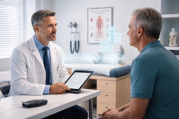 orthopaedic surgeon and patient consulation